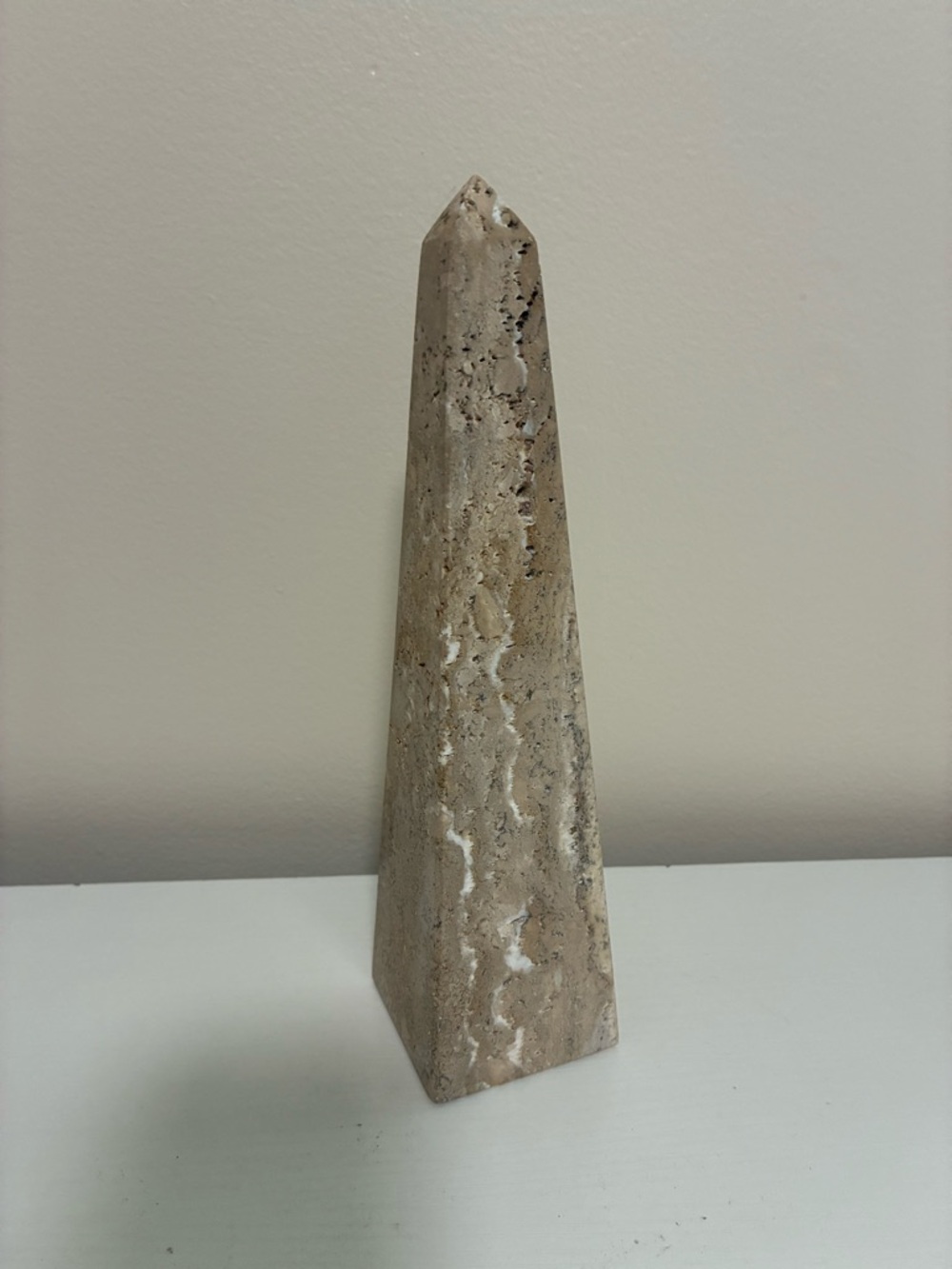 Neutral Marble  Obelisk Decorative Sculpture - Home Art